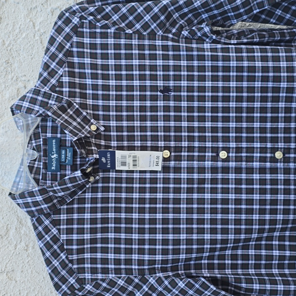 NWT New Ralph Lauren Tartan Plaid Boy's Button Down Shirt